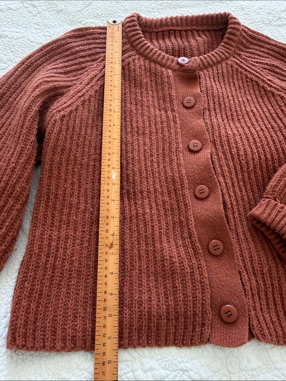 Soft & Cozy button-Front Cardigan Sweater - Rusty Brown M - Picture 5 of 12